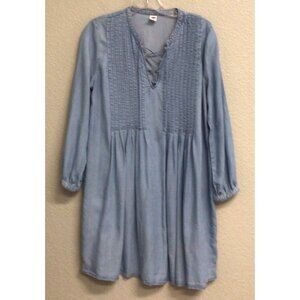 Old Navy Pintuck Chambray Tunic Dress Sz Small Knee Length